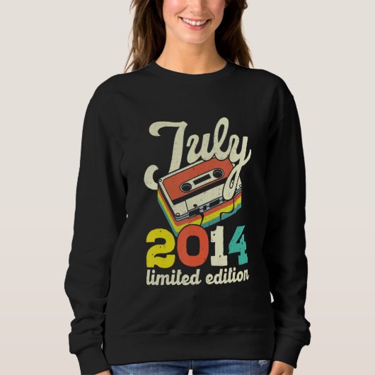 Sweatshirt 8 Anniversaire Juillet 2014 Cassette Vintage (Devant)