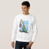 Sweatshirt 8 ans 8e anniversaire grue mobile dinosaure (Devant entier)