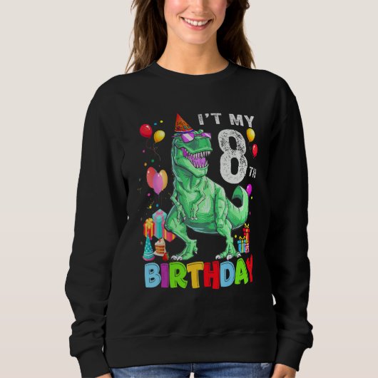 Sweatshirt 8e année C'est mon 8e anniversaire Rex Dinosaur B (Devant)