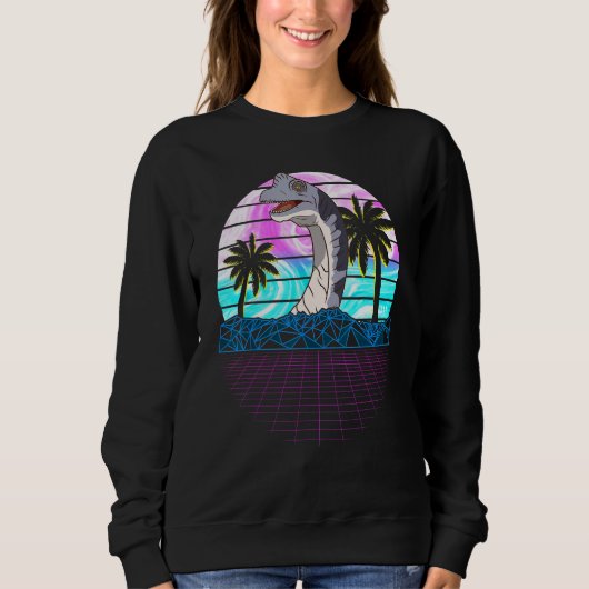 Sweatshirt 90s 80s Retro Brachiosaurus Vaporwave Esthétique (Devant)
