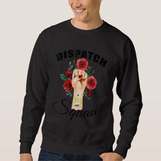Sweatshirt 911 Dispatcher Usa Drapeau mince ligne jaune (Devant)
