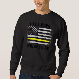 Sweatshirt 911 Dispatcher Usa Drapeau mince ligne jaune I Tel