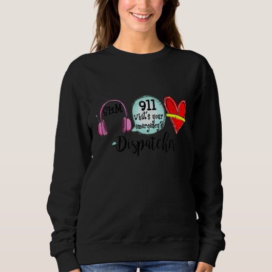 Sweatshirt 911 Opérateur de répartiteur pompier de coeur Poli (Devant)