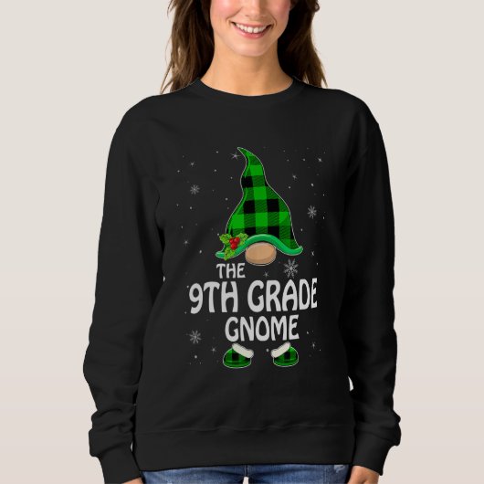 Sweatshirt 9th Grade Gnome Buffalo Plaid Matching Family Chri (Devant)