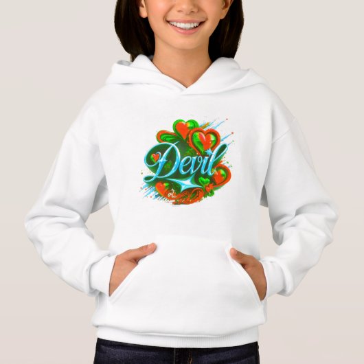 Sweatshirt à capuche pour fille avec design numéri (Devant)