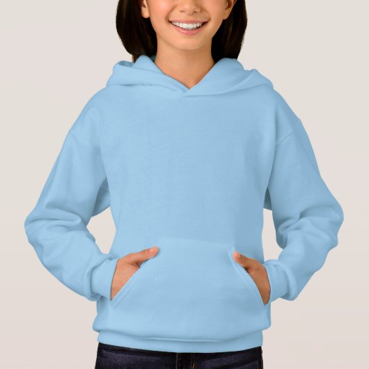 Sweatshirt à capuchon bleu clair pour filles (Devant)