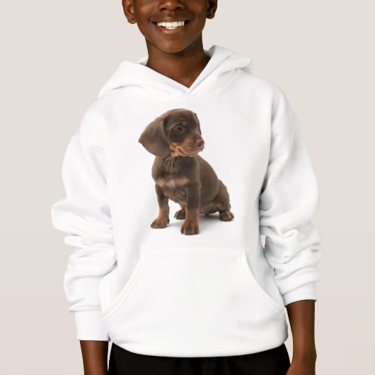 Sweatshirt à capuchon de chiot de teckel (Devant)