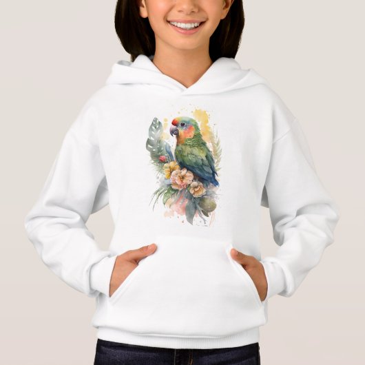 Sweatshirt à capuchon de perroquet pour enfants (Devant)