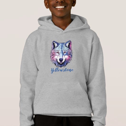 Sweatshirt à capuchon supérieur du garçon Wolf Yel (Devant)