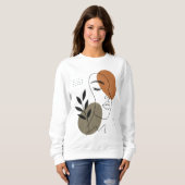 Sweatshirt à l'art de ligne de visage abstrait mod (Devant entier)