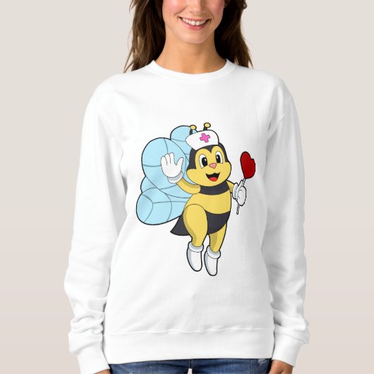 Sweatshirt Abeille comme infirmière avec coeur.PNG (Devant)