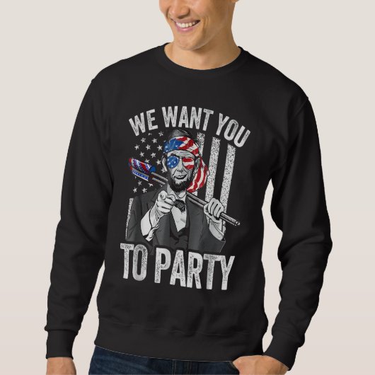Sweatshirt Abraham Lincoln 4th Of July Men American USA Flag (Devant)