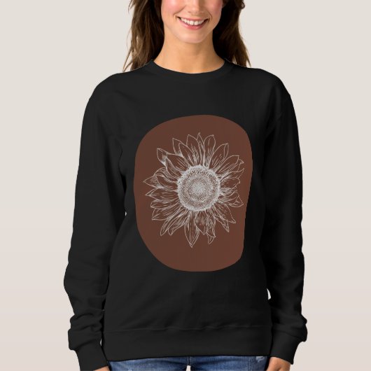 Sweatshirt Abstract Brown Pastel Boho Sunflower Minimalistic  (Devant)