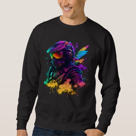 Sweatshirt Abstract motorcyclist synthwave (Devant)