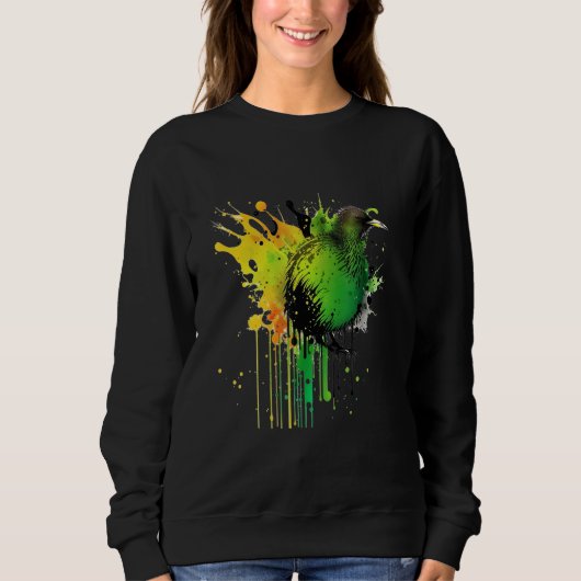 Sweatshirt Abstract Water Color New Zealand National Bird Kiw (Devant)