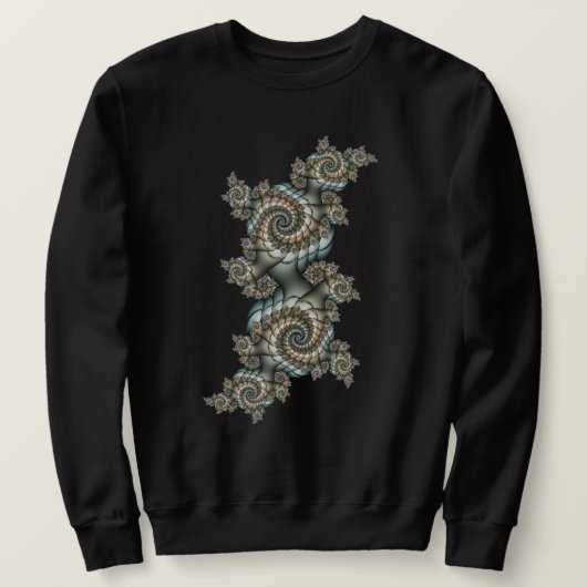 Sweatshirt Abstrait Beige clair Bleu Fractal Art Spirales (Design devant)