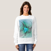 Sweatshirt Abstrait De Bleu, Art Fractal Moderne (Devant entier)