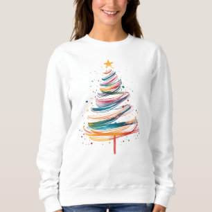 Sweatshirt Abstrait sapin de Noël Coloré Vacances modernes