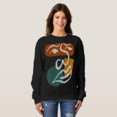 Sweatshirt Abstrait Visage Une Ligne Femmes Hommes Enfants Ga (Devant entier)