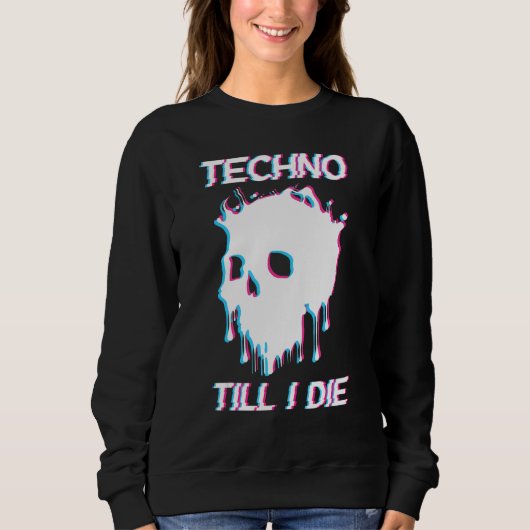 Sweatshirt Acid Face Tekno Rave Music Hard Techno Raver Dark  (Devant)