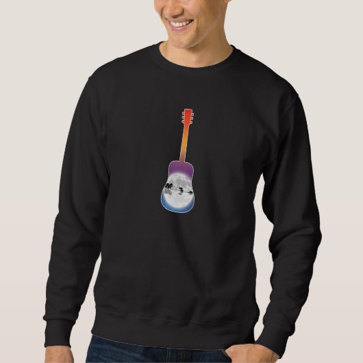 Sweatshirt Acoustic Guitar Moonlight Nature Lake Shadow Guita (Devant)
