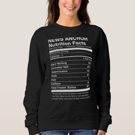 Sweatshirt Actualités Ancre Nutrition Facts Drôle (Devant)
