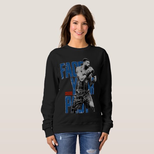Sweatshirt Adonis Creed Face Your Past blue typography (Devant entier)