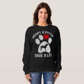 Sweatshirt Adopter Une Pittie Sauver Une Vie Pitbull Dog Seco (Devant entier)