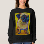 Sweatshirt Adorable Carlin chiot sur T-shirt classique jaune (Devant)