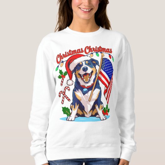 Sweatshirt adorable chien de Noël (Devant)