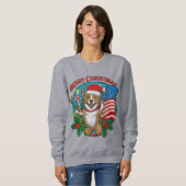 Sweatshirt adorable chien de Noël (Devant entier)