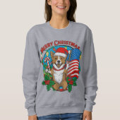 Sweatshirt adorable chien de Noël (Devant)