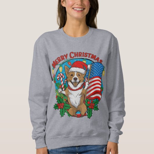 Sweatshirt adorable chien de Noël (Devant)