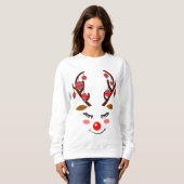 Sweatshirt Adorable Deer Face & Ornements sur Antlers Femmes (Devant entier)