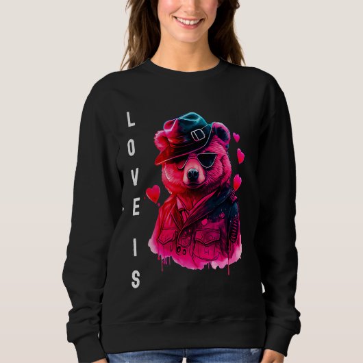 Sweatshirt Adorable Love is With Heart Animal Valentine's day (Devant)