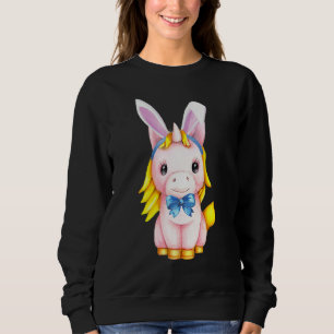 Sweatshirt Adorable Pâques Unicorn Bunny Ears Unicorn Bow Cra