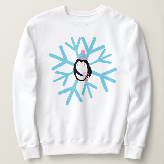 Sweatshirt Adorable Penguin Flocon de neige Noël hiver (Design devant)