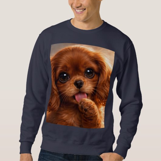 Sweatshirt Adorable Ruby Cavalier Spaniel (Devant)