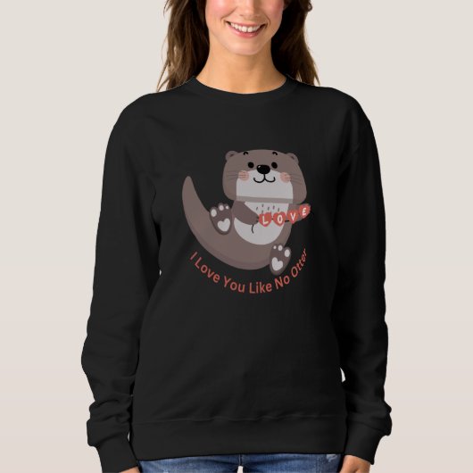 Sweatshirt Adorable Sea Otter And Hearts For Valentines Day (Devant)