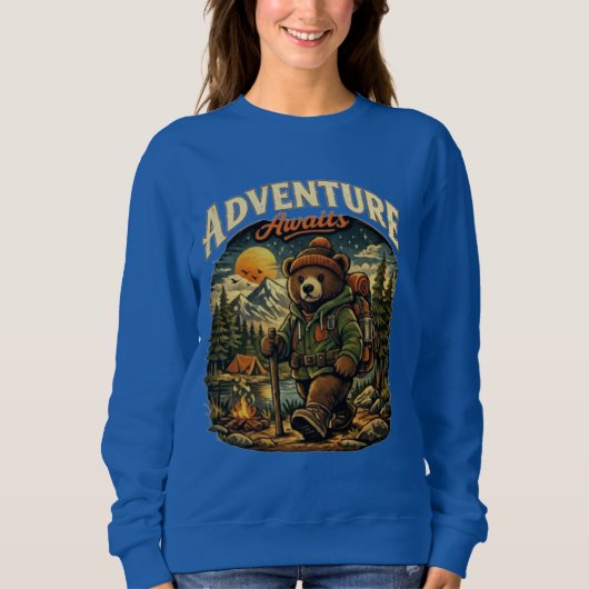 Sweatshirt Adventure Awaits Bear Hiking Camping Vintage Hoodi (Devant)