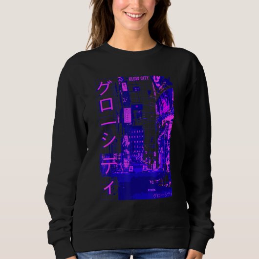 Sweatshirt Aesthetic Modern Style Japan Glow City Streets Lig (Devant)