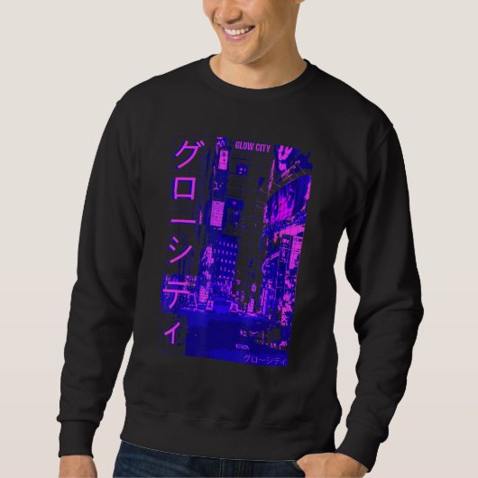 Sweatshirt Aesthetic Modern Style Japan Glow City Streets Lig (Devant)