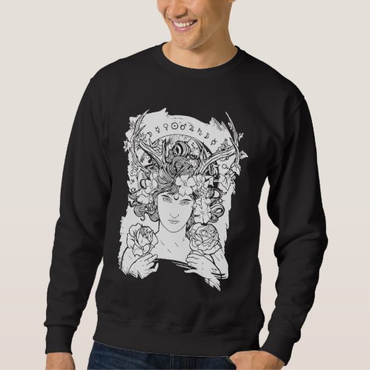 Sweatshirt Aesthetic Occult Witch Witchcraft Flowers Roses Wo (Devant)