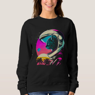 Sweatshirt Aesthetic Vaporwave Space Cat 80s 90s Astronaut  1
