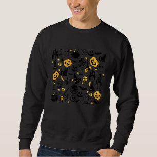 Sweatshirt Affaire Cute Halloween Theme Ghost Witch Broom Spo