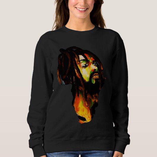Sweatshirt Africa Map African Man Rasta Colors (Devant)