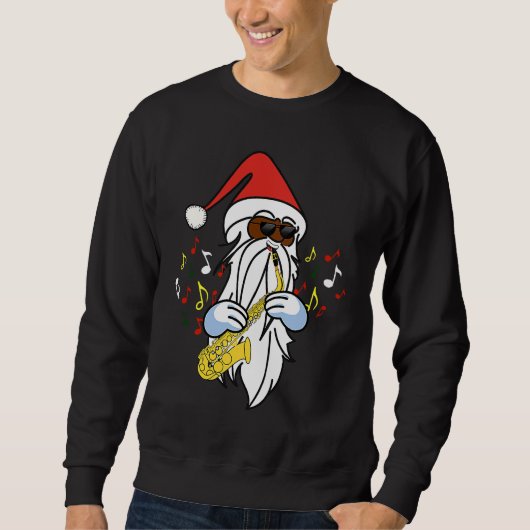 Sweatshirt African American Santa Playing the Saxophone Jazz  (Devant)