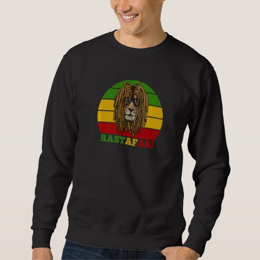 Sweatshirt African Lion Rastafarian Rasta Colors (Devant)