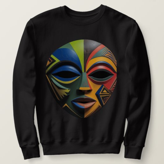 Sweatshirt African Tribal Mask Cubism Abstract  (Design devant)