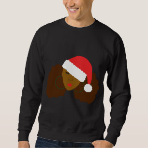 Sweatshirt Afro Puff Black Woman Santa Hat Natural Hair Chris